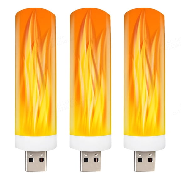 Pritane Led Flame Effect Light Bulb 3 Pack 86 X 25 Mm White Pp Material Usb Powered