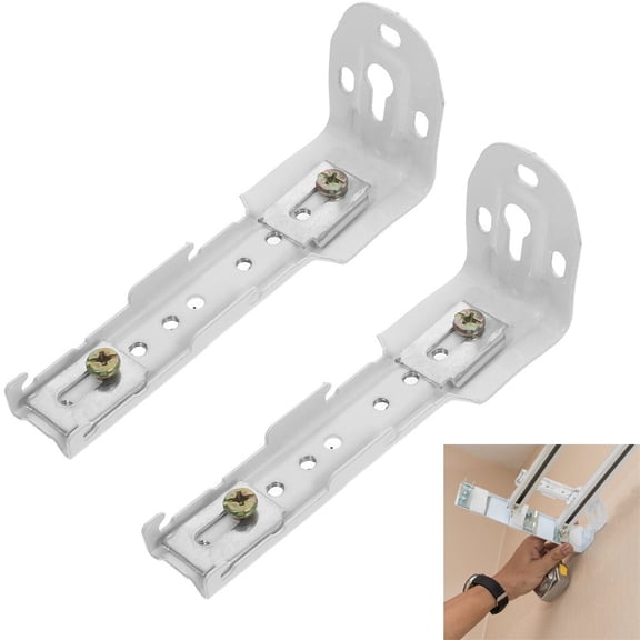 Pritane White Metal Double Curtain Rail Brackets for Wall Ceiling Installation