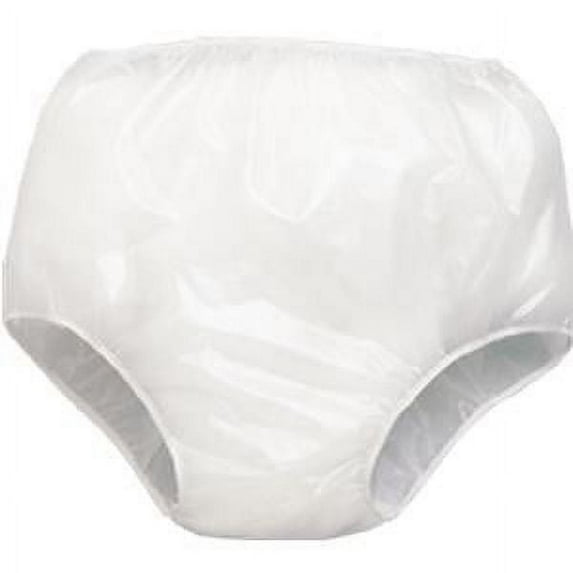 Priva Waterproof Soft Vinyl Pull On Underpants, Incontinence Underpants, White, L, 6 Count