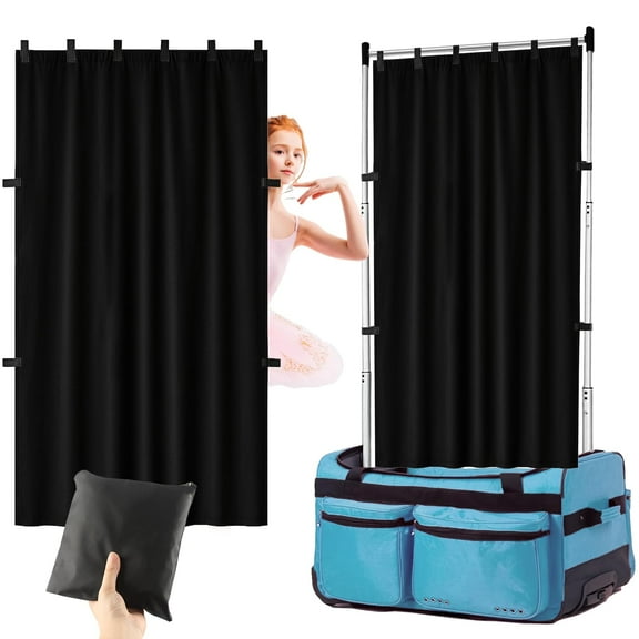 Privacy Curtain for Dance Bag Suitcase, 59'' x 31.5'' Portable Changing Room Competition Dance Bag Curtain Without Rack, Dancer Backstage Privacy Changing Screen for Dance Suitcase, Camping(Black)