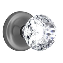 Privacy Diamond Round Brilliant Crystal Door Knobs Dark Grey Round Rosette