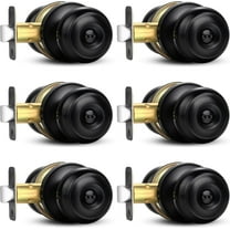 Privacy Door Knob, 6 Pack Matte Black Round Keyless Doorknobs Interior/Exterior Lockset, Privacy Locking Door Knobs for Bedroom/Bathroom, Black Modern Design Door Hardware