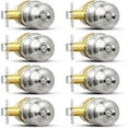 thumbnail image 1 of Privacy Door Knob, 8 Pack Brushed Nickel Round Keyless Doorknobs Interior/Exterior Lockset, Privacy Locking Door Knobs for Bedroom/Bathroom, Modern Design Door Hardware, 1 of 14