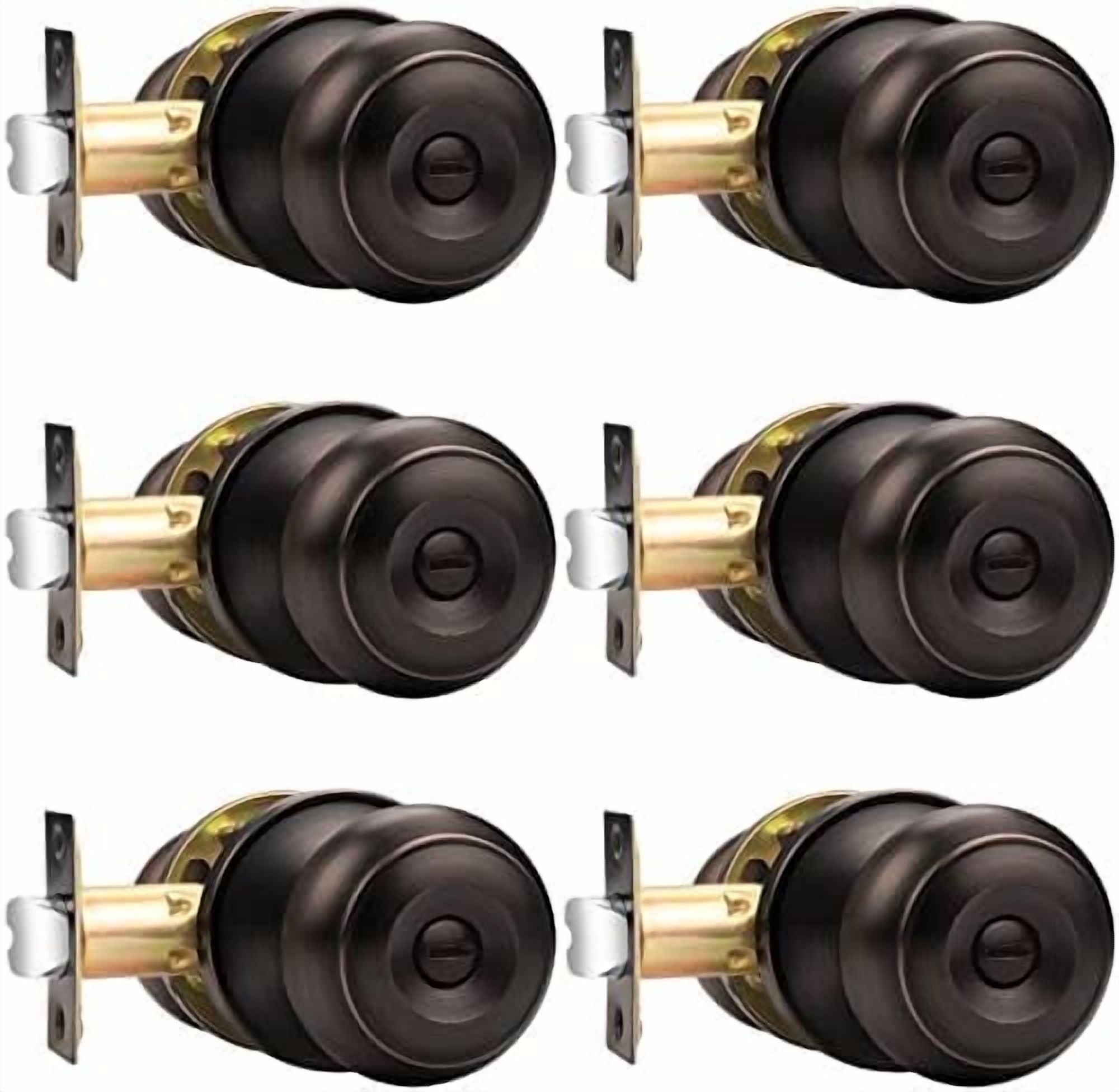 Privacy Door Knob Door Handles, Interior Door Knobs for Bedroom Bathroom, Oil Rubbed Bronze, 6 Pack