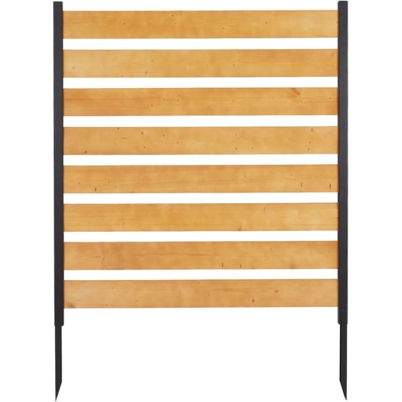 Privacy Fence Panels for Outside No Dig Screen Garden Wooden Air Conditioner Outdoor Yard Trash Cans, AC, Compost Bin(48" W x 48" H-Horizontal-1 Wood+Metal)