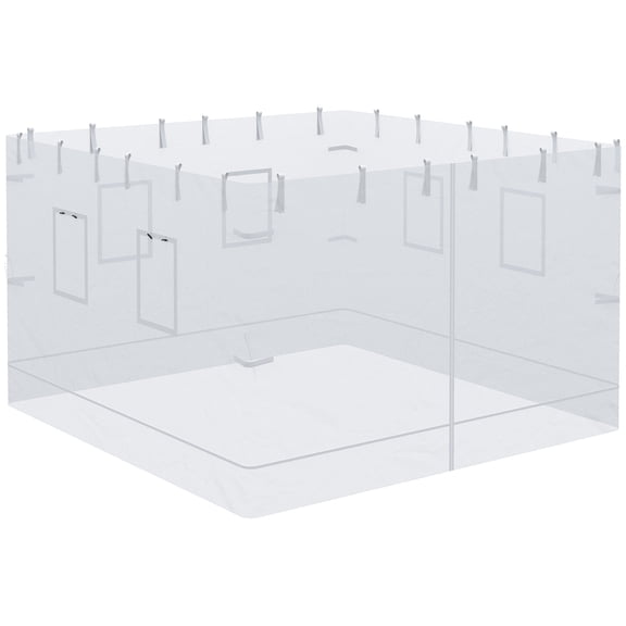Privacy Fence Pop up Canopy Walls, Universal Replacement Netting, Set of 4 Mesh Screen Sidewalls, Patio Netting with 6 Service Windows and 1 Door for 10' x 10' Canopy Tent, White,Outdoor Fence