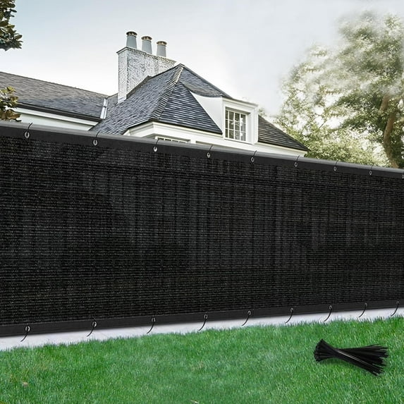 Privacy Fence Screen 5' x 48' Heavy Duty Mesh Fence Net Cover with Grommets for Patio Porch Pool Backyard Outdoor Chain Link Fence, Black