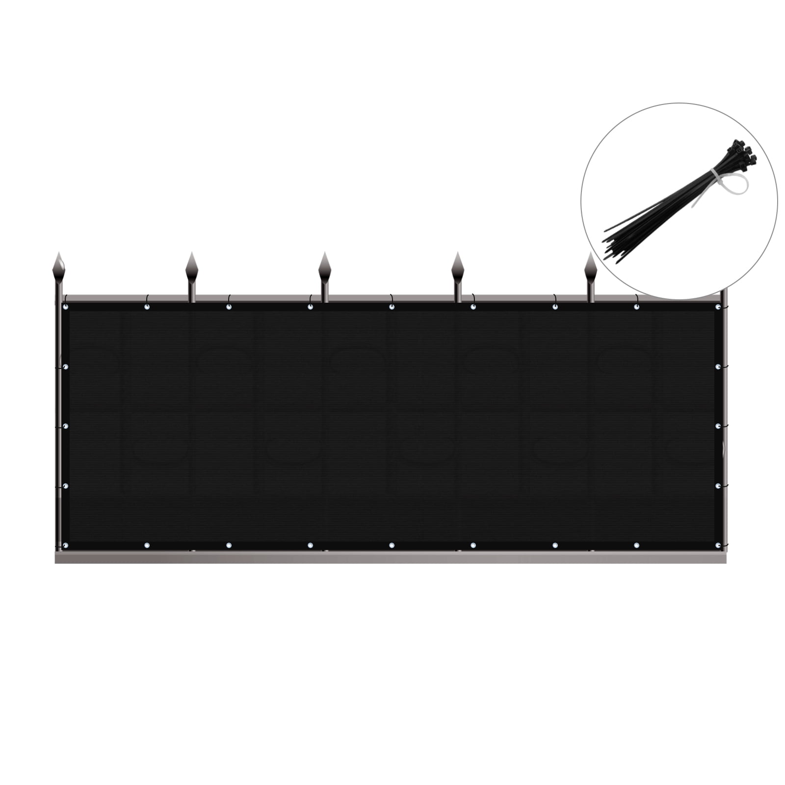 Privacy Fence Screen Heavy-Duty 90% Blockage Shade Cover Fencing Net for Wall Garden Gazebo Backyard, 5 x 200 ft., Black