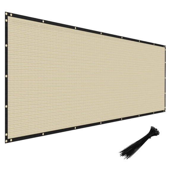 Privacy Fence Screen Heavy Duty Windscreen Fencing Mesh Fabric Shade Net Cover with Brass Grommtes for Outdoor Wall Garden Yard Pool Deck, 6'x11' Beige