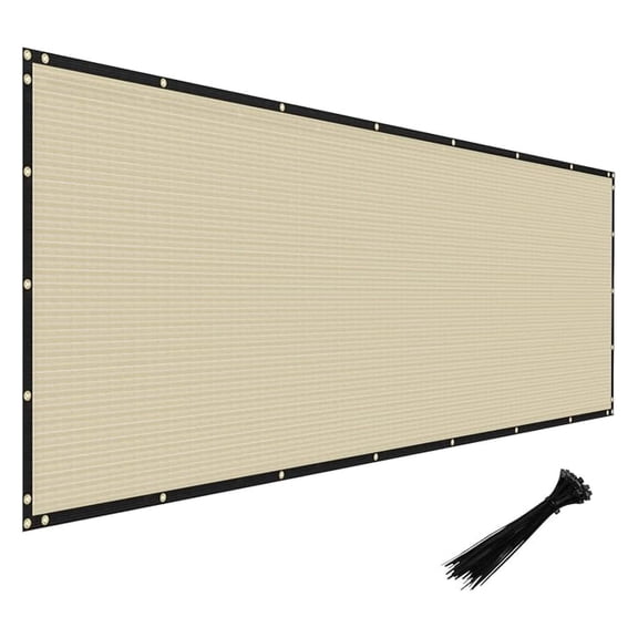 Privacy Fence Screen Heavy Duty Windscreen Fencing Mesh Fabric Shade Net Cover with Brass Grommtes for Outdoor Wall Garden Yard Pool Deck, 6'x42' Beige