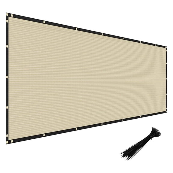 Privacy Fence Screen Heavy Duty Windscreen Fencing Mesh Fabric Shade Net Cover with Brass Grommtes for Outdoor Wall Garden Yard Pool Deck, 6'x49' Beige