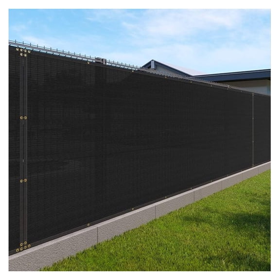 Privacy Fence Screen Heavy Duty Windscreen Fencing Mesh Fabric Shade Net Cover with Brass Grommtes for Outdoor Wall Garden Yard Pool Deck, 6'x53' Black