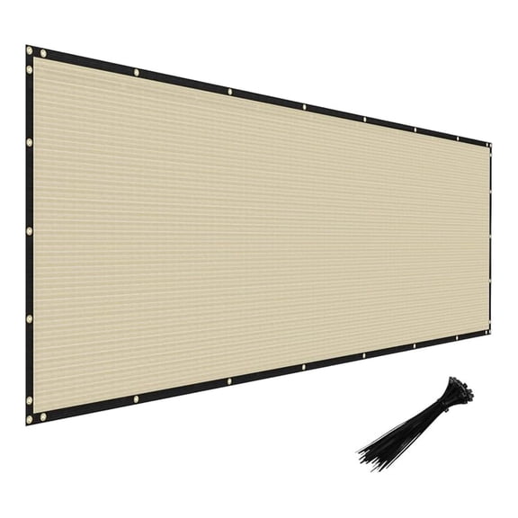 Privacy Fence Screen Heavy Duty Windscreen Fencing Mesh Fabric Shade Net Cover with Brass Grommtes for Outdoor Wall Garden Yard Pool Deck, 6'x55' Beige
