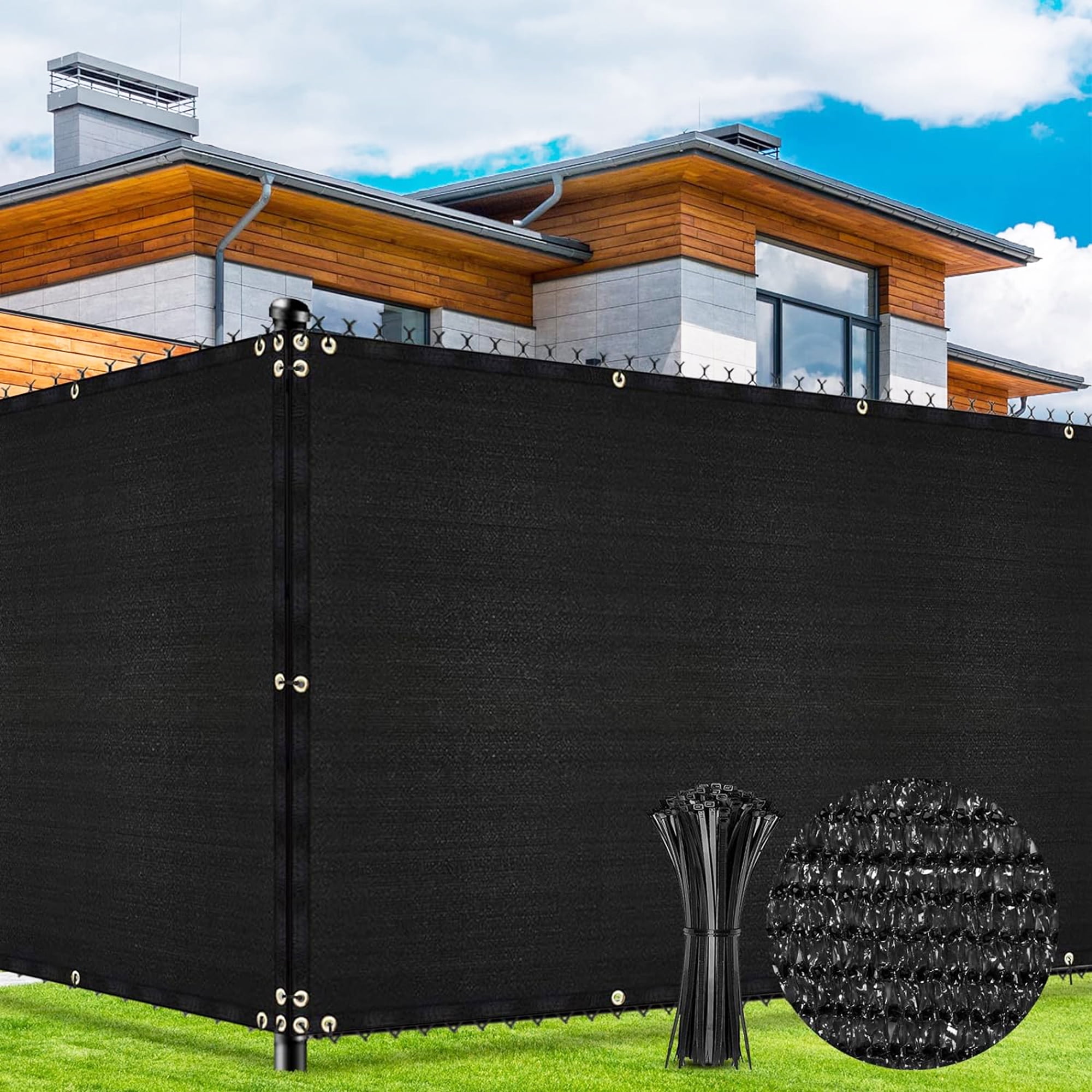 Hengu Privacy Fence Screen, 3x50FT HDPE Windscreen with Copper Grommets ...
