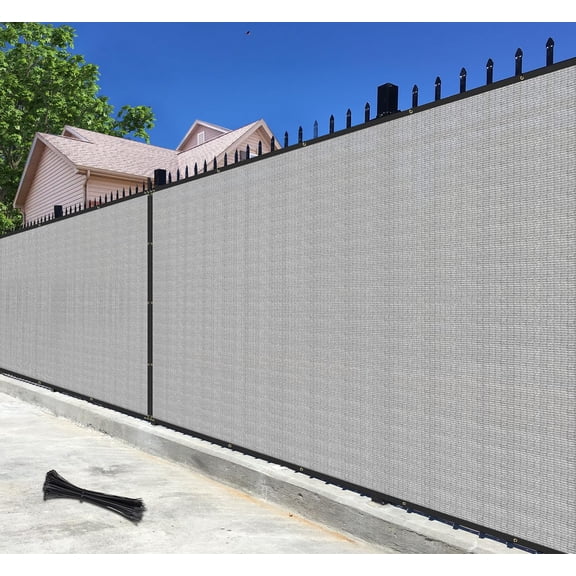Privacy Fence Screen Net Fencing 95% Privacy Blockage Windscreen Fence Cover with Copper Grommet for Patio Backyard Garden Swimming Pool, Zip Ties Included, Light Gray