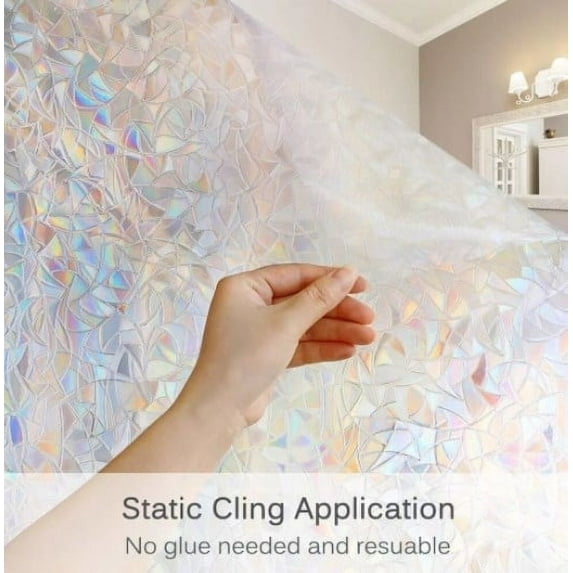 Privacy Film, Static Cling Window Film, Frosted Glass Sticker for Bathroom, UV Protection, Removable, 1-Pack