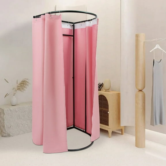Privacy Fitting Room with Pink Curtain Removable Changing Room Mall, Boutique