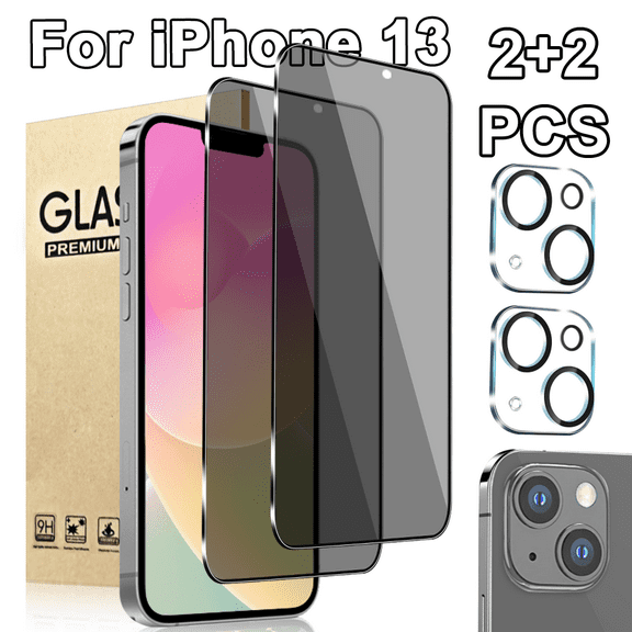 Privacy-Focused Phone Screen Protector - Enhances Privacy Protection, [2-Piece Set] Suitable For Iphone 13, Includes [2-Piece Set] Lens Protector, Easy To Install, No Air Bubbles