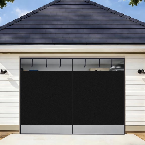 Privacy Garage Door Screen Blackout for 1 Car Garage, 9x7FT Heavy Duty Magnetic Garage Screen Door Mesh, Hands Free Retractable Garage Net Screen with 6 Roll Up Starps and 26 Magnets, Black