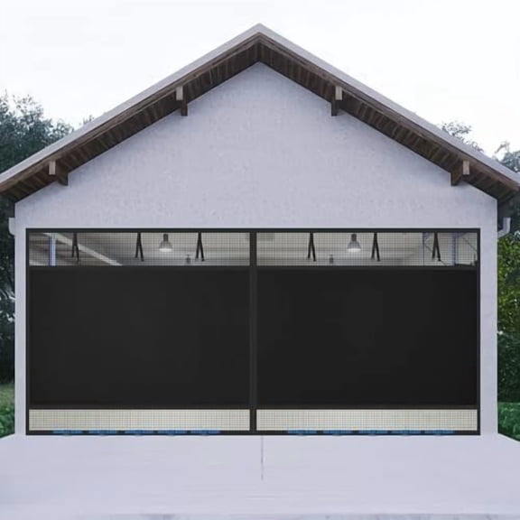 Privacy Garage Door Screen Blackout for 2 Car Garage-16x7FT Magnetic Garage Screen, 9.6LB Heavy Duty Thicker 265g/㎡ Mesh, Hands Free, Magnetic Privacy Garage Screen Door(Black, 16 * 7FT)