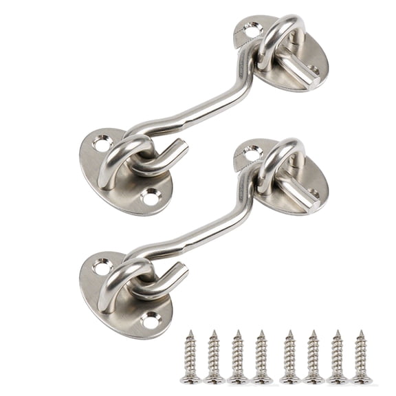 Privacy Hook and Eye Latch for Barn Door, 2 Pack Stainless Steel Gate Latch Barn Door Lock Cabin Hooks for Gate Shutters Window Slide Barn Shed Cabinet Bathroom