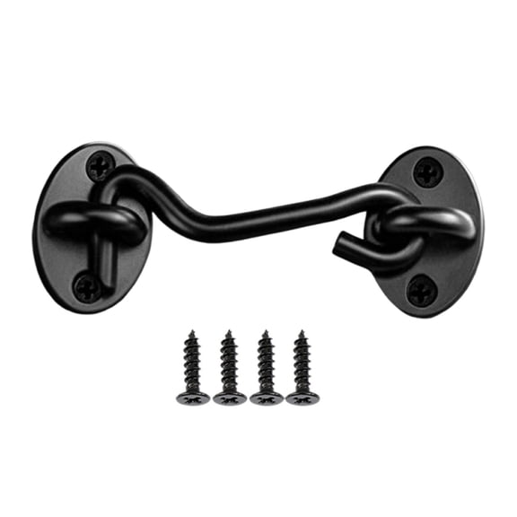 Privacy Hook and Eye Latch for Barn Door,Heavy Duty Screen Latches,Stainless Steel Gate Latch Barn Door Lock Cabin Hooks with Screws for Gate Shutters Window Slide Barn Shed Cabinet Bathroom (Black)