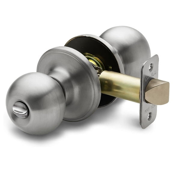 Privacy Interior Door Knob  ANSI Grade-3 Certified, Modern Heavy Duty Handle, Easy Install and Reversible for Bedroom, Bathroom & Closets  Satin Stainless (1 Pack)