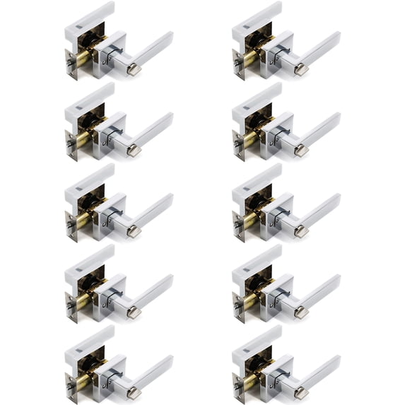 Privacy Lever Style Chrome Crown Door Handle 10 Pack by Villar Home Designs