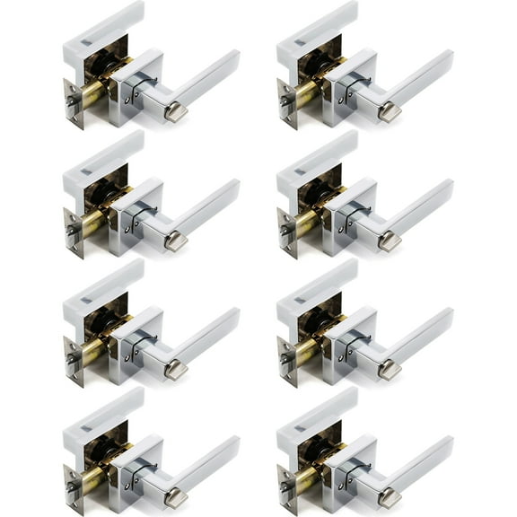 Privacy Lever Style Chrome Crown Door Handle 8 Pack by Villar Home Designs