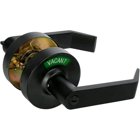 Privacy Lock with Large Indicator for Bathroom Inuse and Vacant, ADA Compliant Lever, Commercial Grade, Perfect for Restroooms of Professional Office Apartment Airbnb Warehouse Matte Black