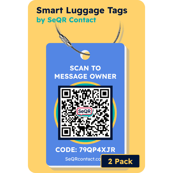 Smart Luggage Tags | Privacy QR Code Luggage Tag Keeps Personal info Private | Customizable Travel Suitcase Tags for Women Men | Use with GPS Bag Locator Tracking Tags, Air Tag for Android or iOS