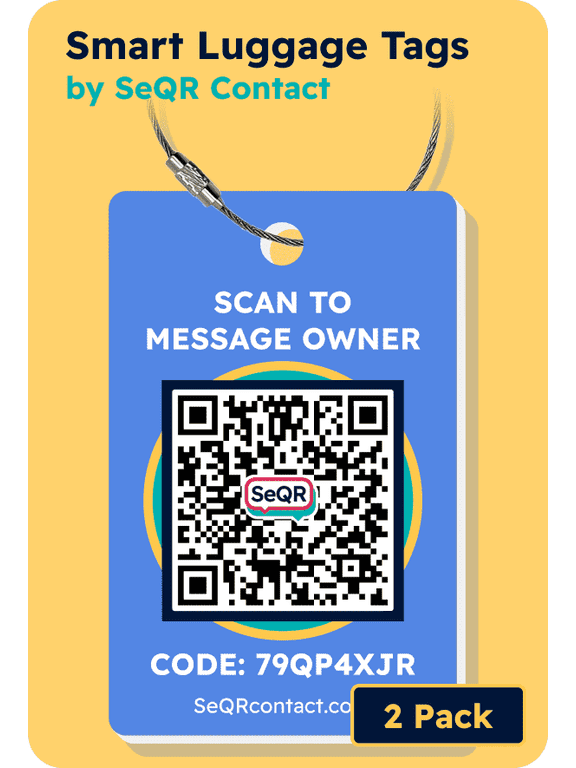 Smart Luggage Tags | Privacy QR Code Luggage Tag Keeps Personal info Private | Customizable Travel Suitcase Tags for Women Men | Use with GPS Bag Locator Tracking Tags, Air Tag for Android or iOS