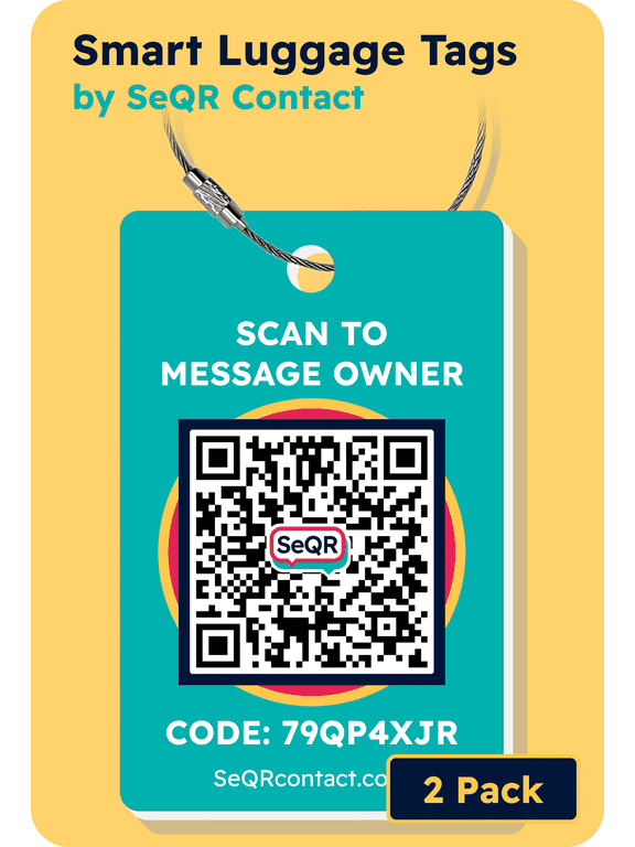 Smart Luggage Tag | Protects Personal Info | Includes Lifetime Subscription to SeQR Messaging Platform - 2 Pack - Color Teal