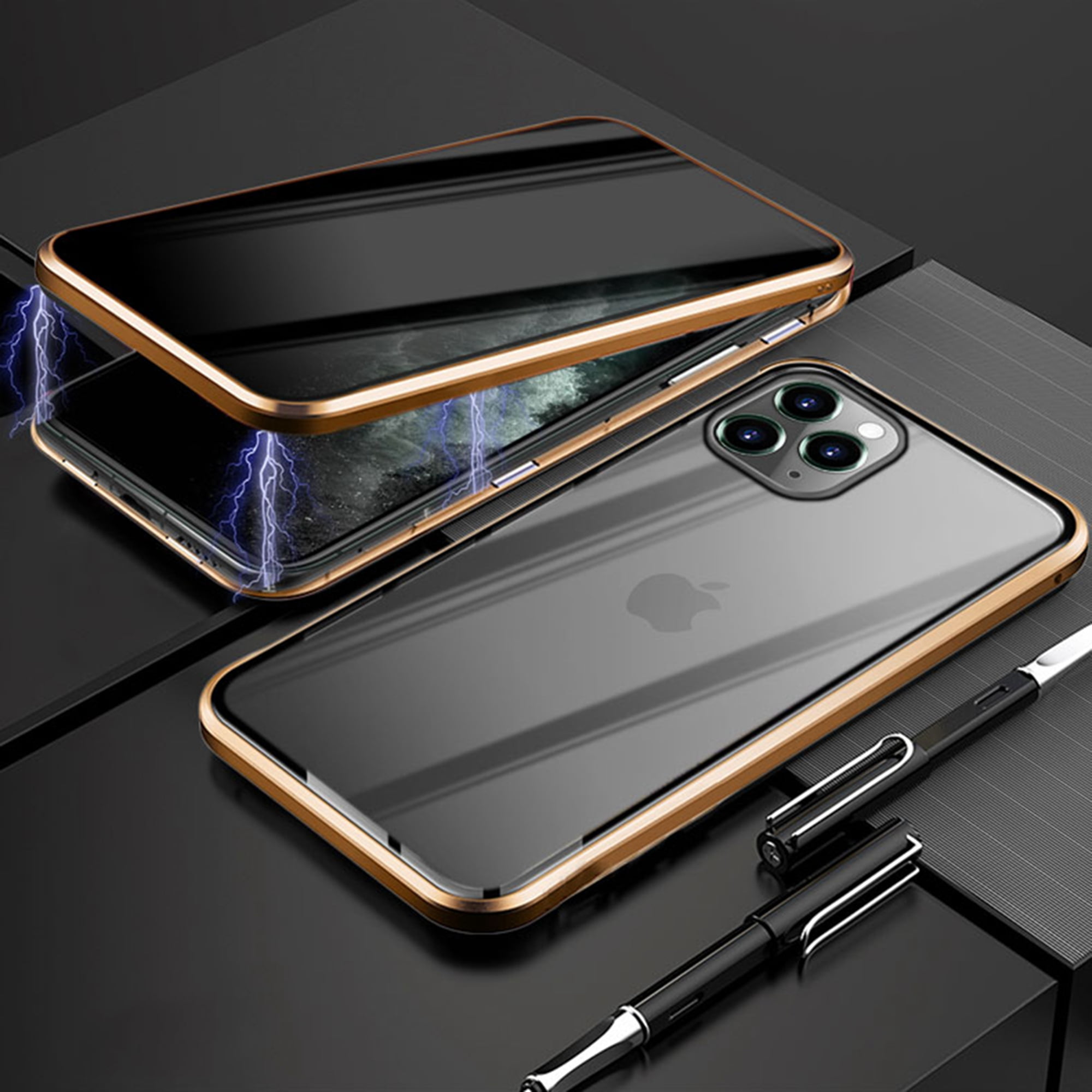 Dteck Anti-Peeping Slim Cell Phone Case for Apple iPhone 11, Gold