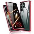 thumbnail image 1 of Privacy Magnetic Case for Samsung Galaxy S22 Ultra, Dteck Magnetic Adsorption Privacy Screen Protector Double Sided Tempered Glass Metal Bumper Frame Anti-Peeping Phone Case Anti-Spy Cover,Red, 1 of 5