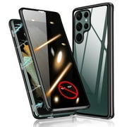 Privacy Magnetic Case for Samsung Galaxy S22 Ultra, Dteck Magnetic Adsorption Privacy Screen Protector Double Sided Tempered Glass Metal Bumper Frame Anti-Peeping Phone Case Anti-Spy Cover,Black