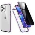thumbnail image 1 of Privacy Magnetic Case for iPhone 12 / iPhone 12 Pro 6.1 inch, Dteck Double-Sided Tempered Glass Magnetic Adsorption Metal Bumper Privacy Screen Protector Antipeep Anti-Spy Phone Cases Cover, Purple, 1 of 1