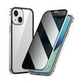 thumbnail image 1 of Privacy Magnetic Phone Case 360° Full Protection Anti Spy Phone Cover Double Sided Tempered Glass Magnet Absorption Fit for IOS Phone 13 Pro - Silver, 1 of 1