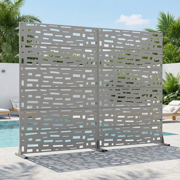 Privacy Metal Screen Fence Panel Horizontal Stripe Pattern
