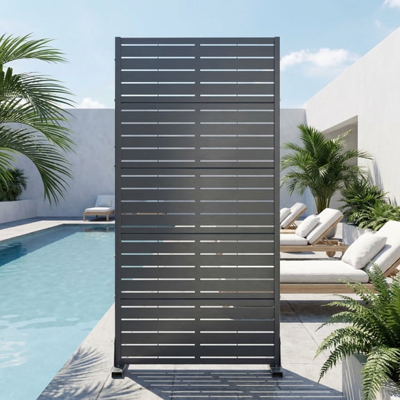 Privacy Metal Screen Fence Panel Horizontal Stripe Pattern