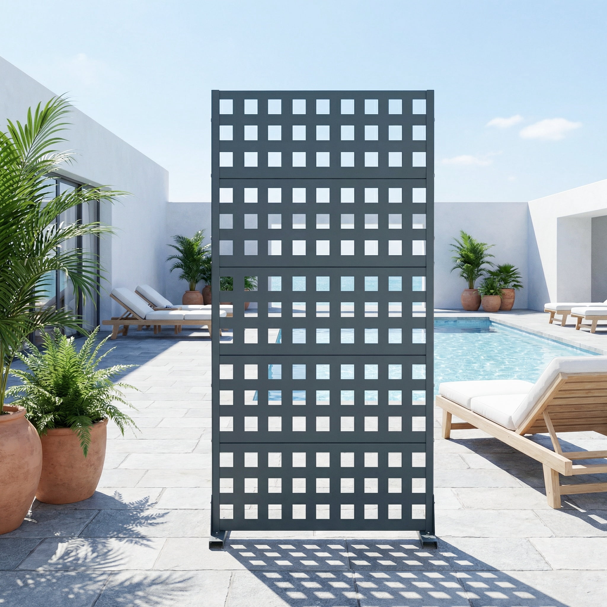 Privacy Metal Screen Fence Panel Horizontal Stripe Pattern