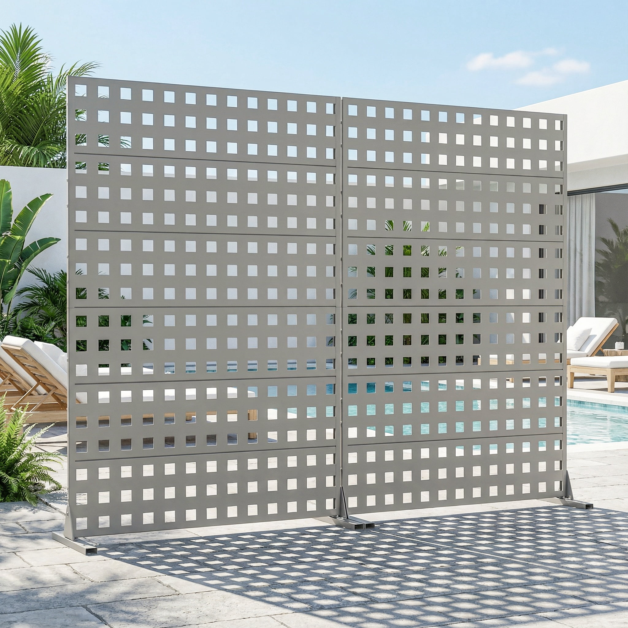 Privacy Metal Screen Fence Panel Horizontal Stripe Pattern