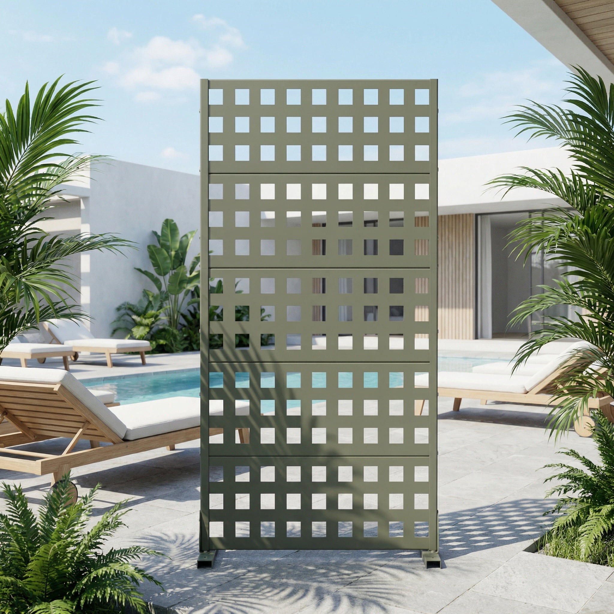 Privacy Metal Screen Fence Panel Horizontal Stripe Pattern
