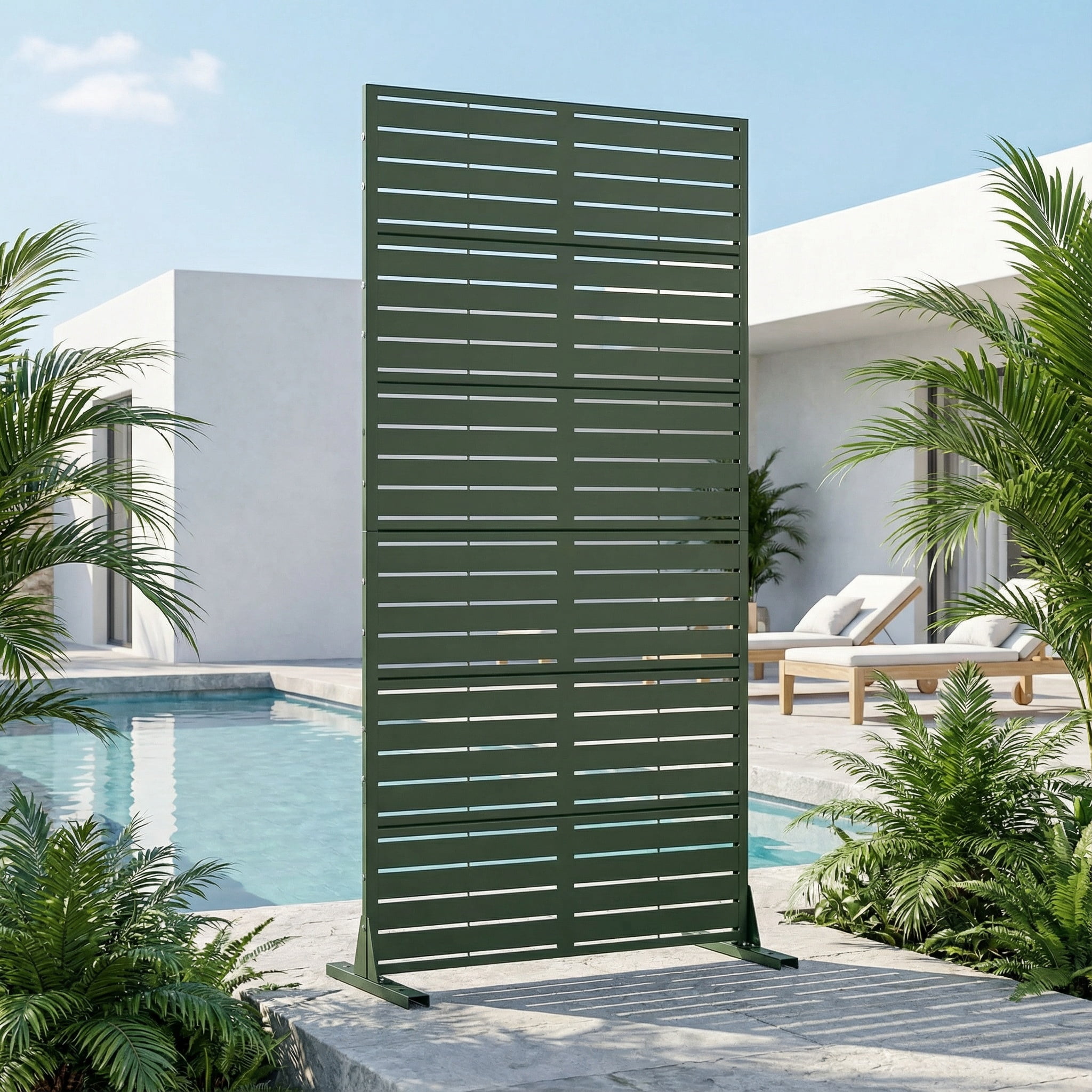 Privacy Metal Screen Fence Panel Horizontal Stripe Pattern