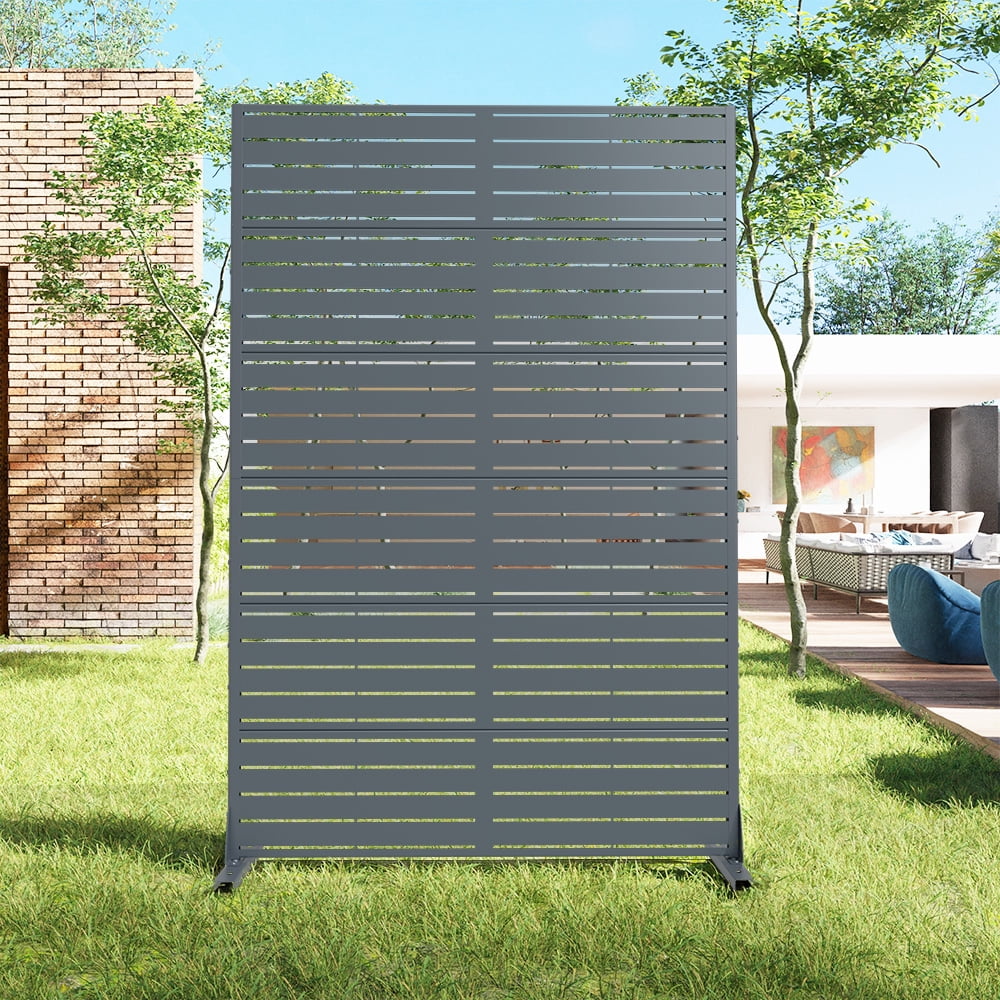 Privacy Metal Screen Fence Panel Horizontal Stripe Pattern
