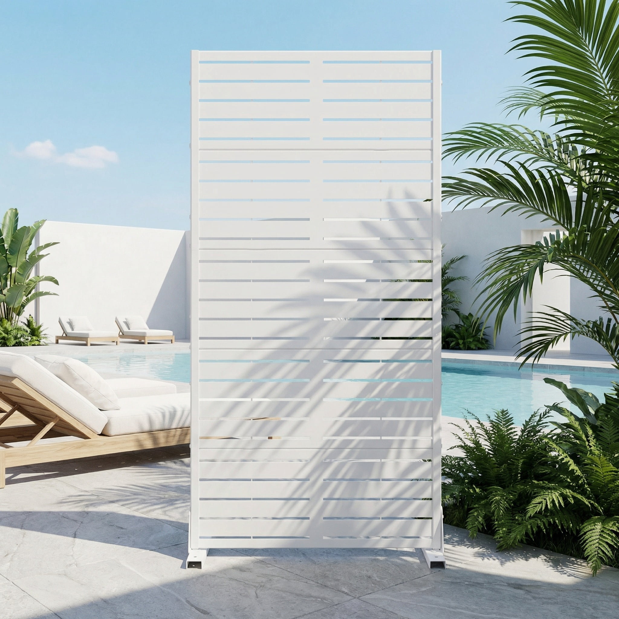 Privacy Metal Screen Fence Panel Horizontal Stripe Pattern