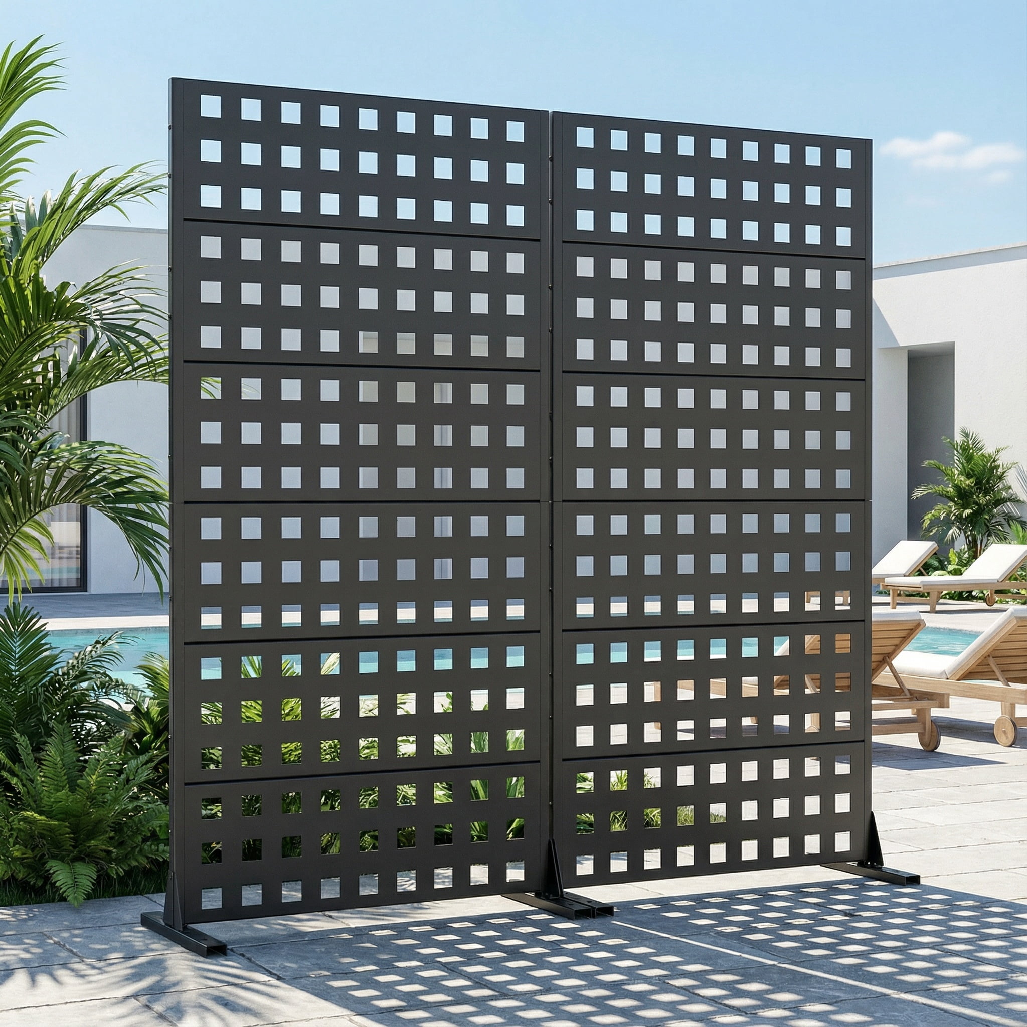 Privacy Metal Screen Fence Panel Horizontal Stripe Pattern