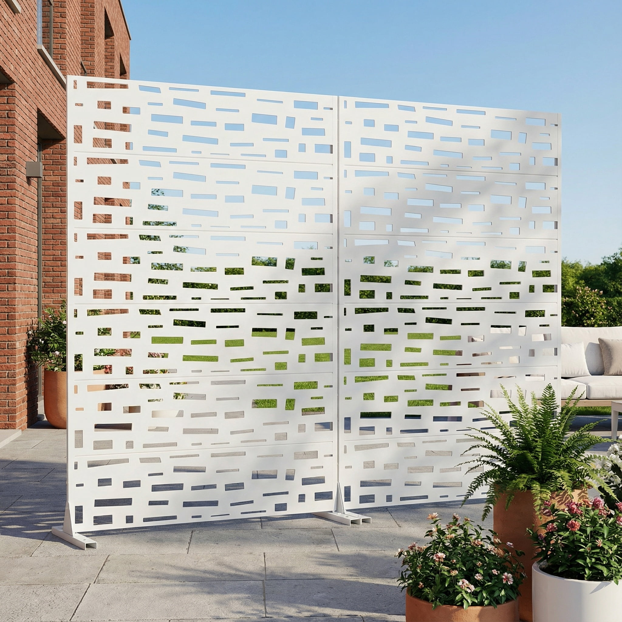 Privacy Metal Screen Fence Panel Horizontal Stripe Pattern