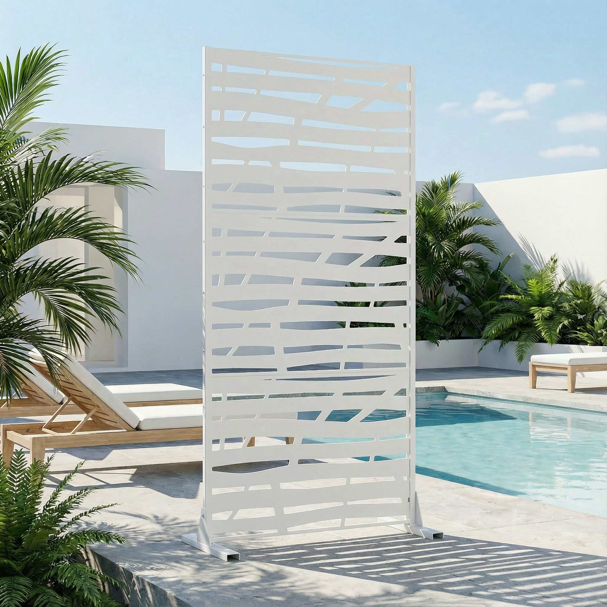 Privacy Metal Screen Fence Panel Horizontal Stripe Pattern
