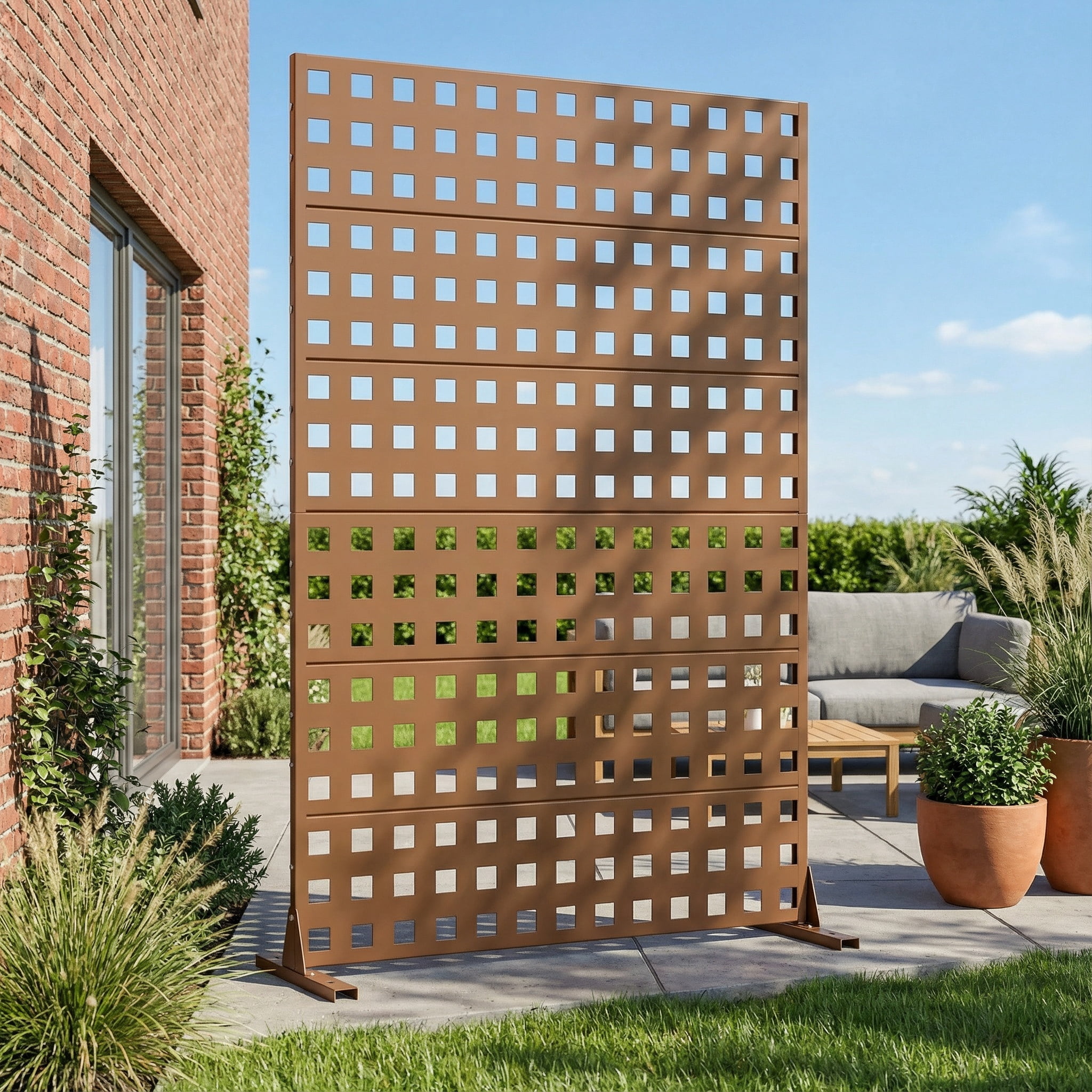 Privacy Metal Screen Fence Panel Horizontal Stripe Pattern